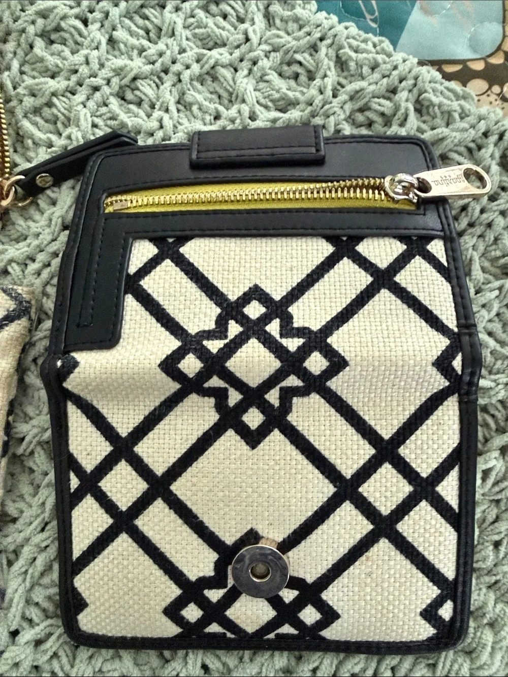 Spartina 449 Black & Cream Geometric 3-Piece Wristlet, Zip Pouch & Card Case Set